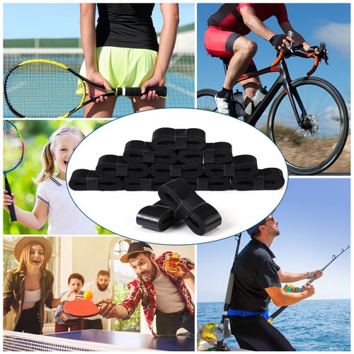 Pangda 100 Pieces Tennis Badminton Racket Overgrips Bulk Tennis Racket Grip Tape for Anti-Slip and Absorbent Grip (Black)