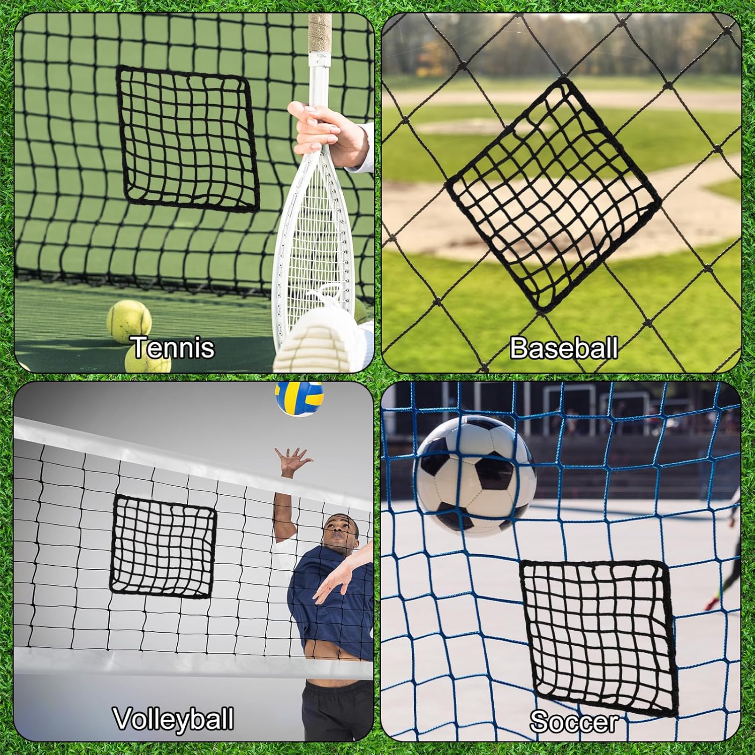 Penitue Universal Sports Net Repair Kit - 6 Pack with 100 Nylon Zip Ties & 20x20cm Hole Patches (Black)