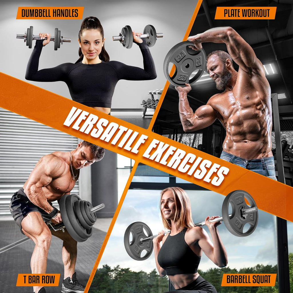 Yes4All 1-Inch Grip Weight Plates - Cast Iron for Strength Training | Multiple Sizes 2.5 lb to 35 lb