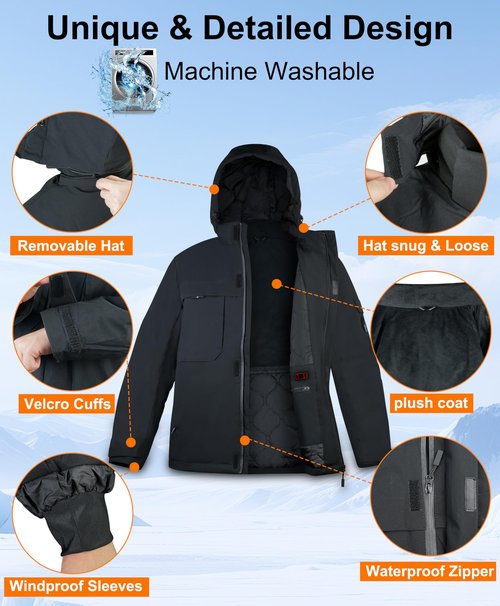 FERIZALA Heated Jackets for Men Women - Rechargeable Men's Soft Shell Winter Heating Jacket for Winter Outdoor Use