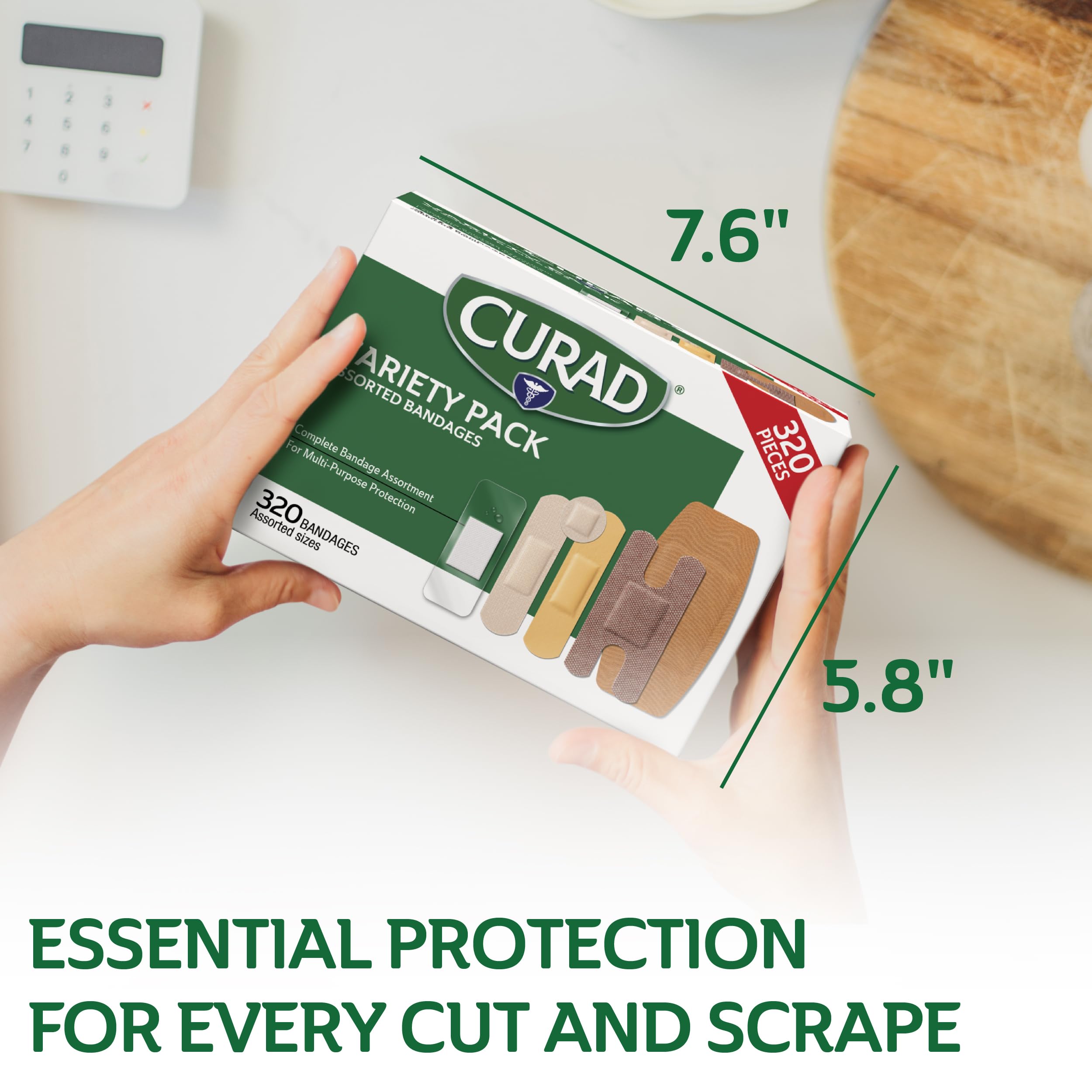 CURAD Assorted Bandages Bulk Variety Pack / 320 Count /5 Styles Including Waterproof, Sheer, Plastic, Heavy Duty & Flex-Fabric / First Aid Kit Essentials / Protects Scrapes, Cuts & Burns