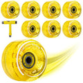 8 Pack 32 x 58mm 82A Roller Skate Wheels with Bearing for Indoor or Outdoor, Rolitwils Quad Roller Skate Wheels with Multi-Function Portable Skateboard Accessories T Tool for Double Row Skating
