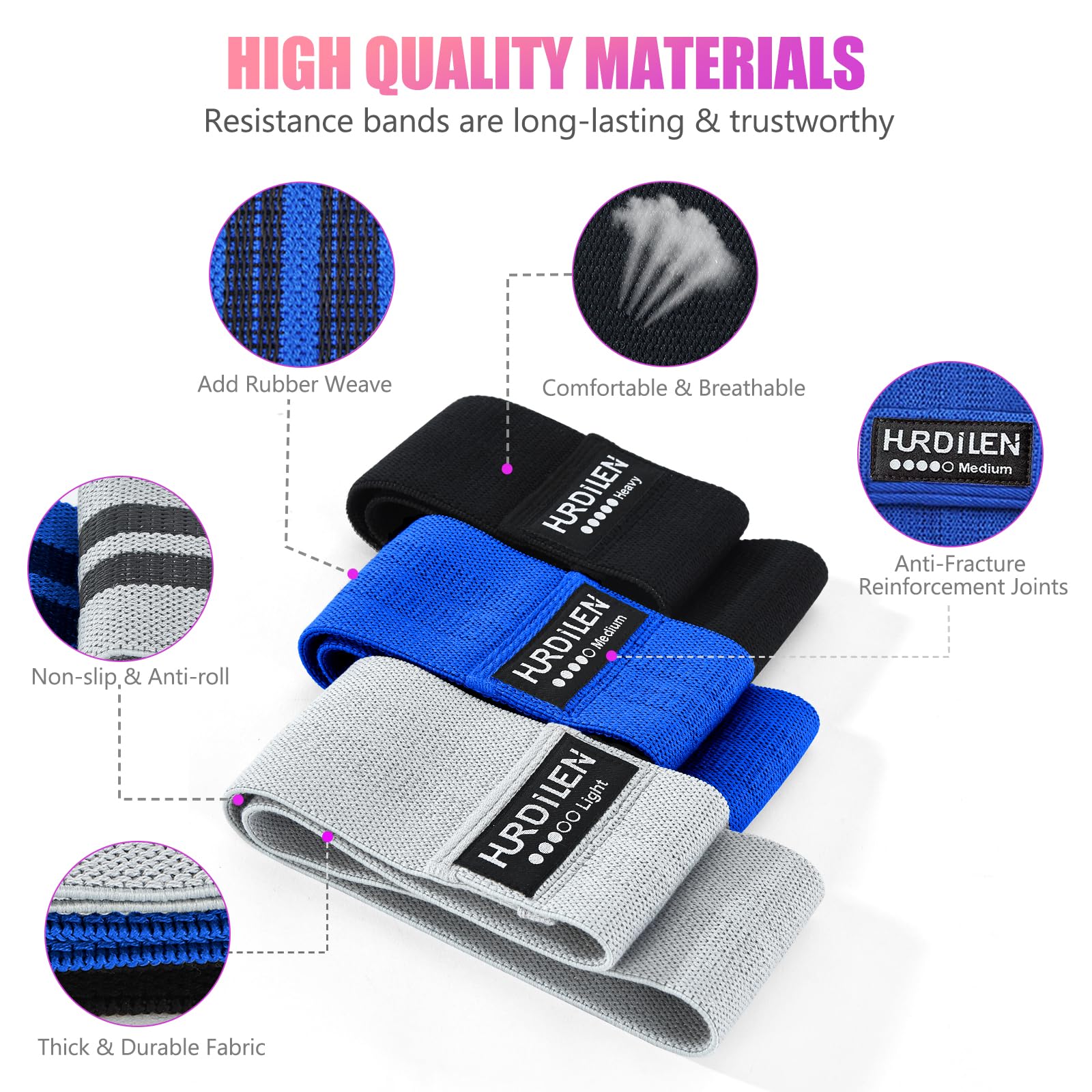 Resistance Bands for Working Out, Exercise Workout Bands for Women & Men, 3 Levels Elastic Stretch Bands for Exercise with Carry Bag for Physical Therapy, Home Fitness, Strength Training, Yoga
