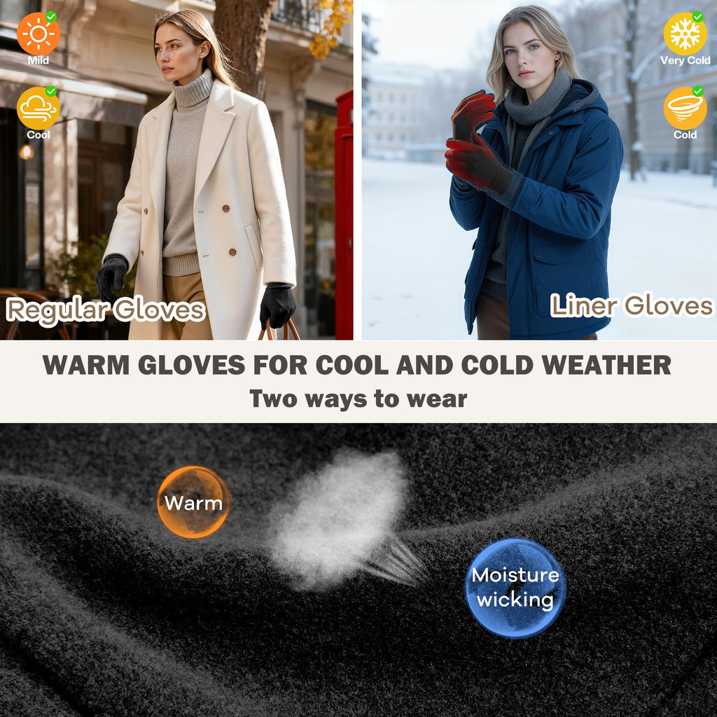 Sukeen Lightweight Running Gloves for Women Touchscreen Anti-Slip Liner Gloves Winter Warm Gloves for Cycling, Driving, Soccer