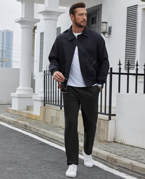 Lion Nardo Men's Casual Golf Pants - Lightweight Quick-Dry Comfort with Elastic Waist & Pockets