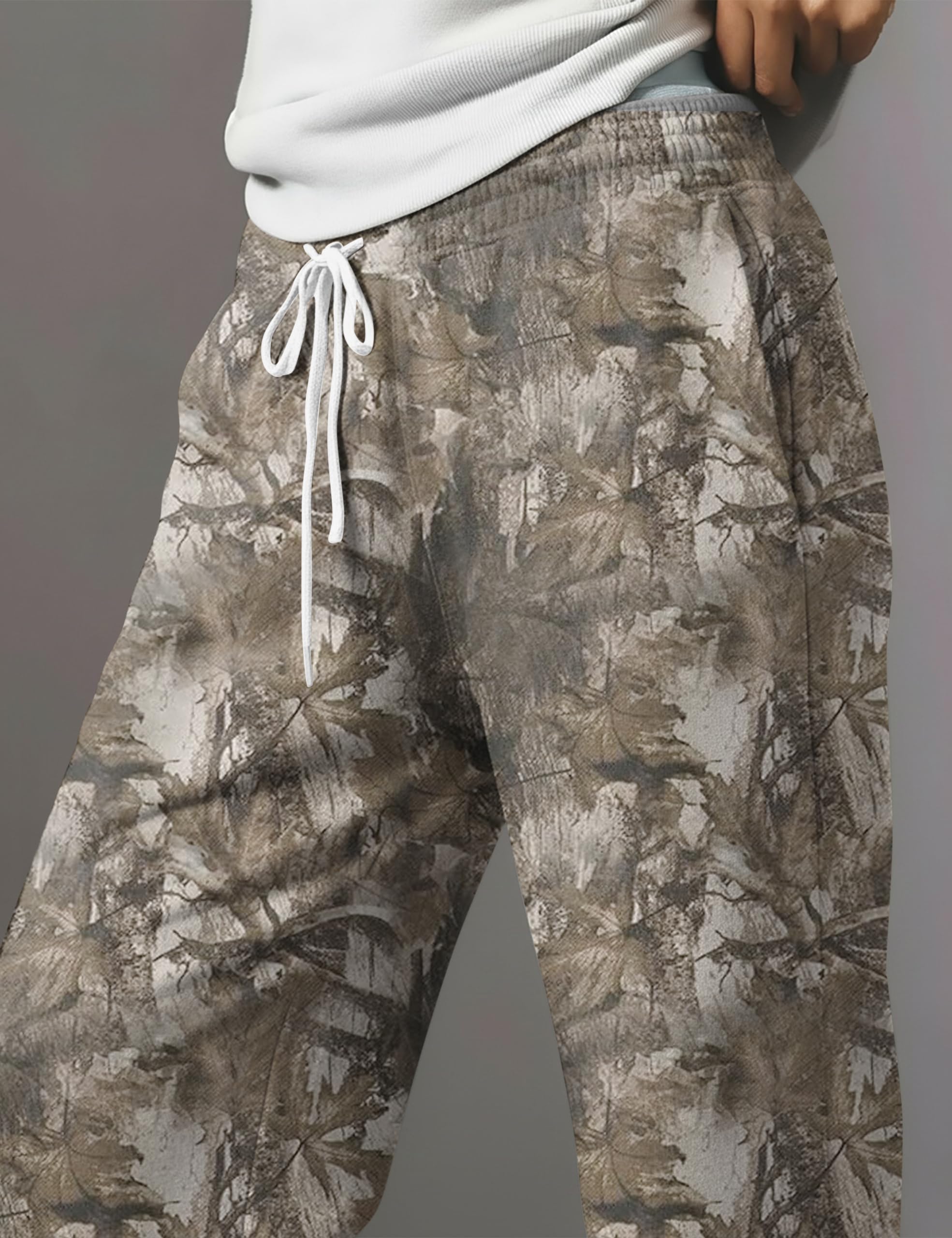Ziesexy Camo Sweatpants Women Casual Y2k Maple Leaf Print Lounge Pants Baggy Drawstring Joggers Pant Trousers