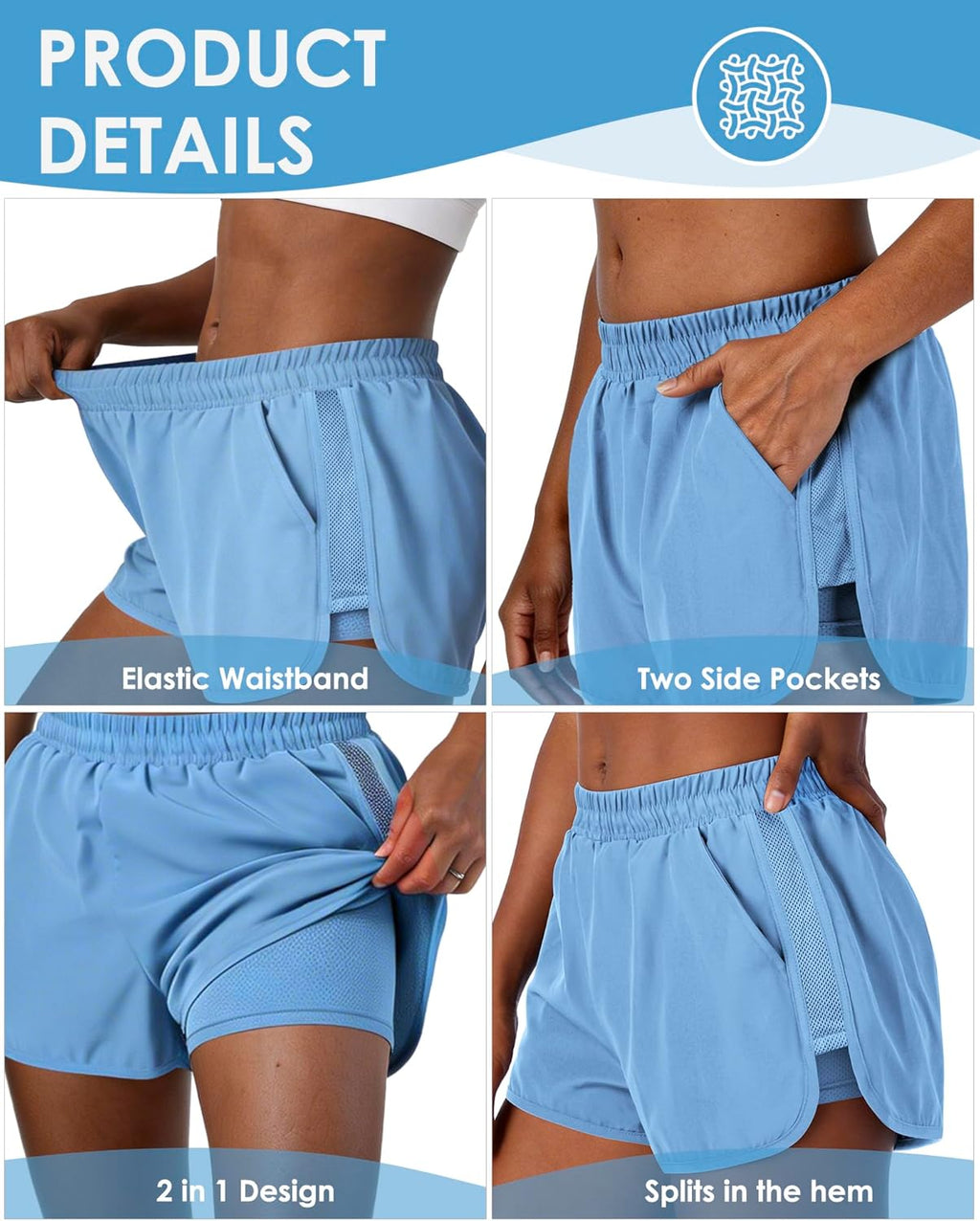 Skiennix Women's 2-in-1 Running Shorts - Quick-Dry Athletic Shorts with Pockets for Gym & Hiking