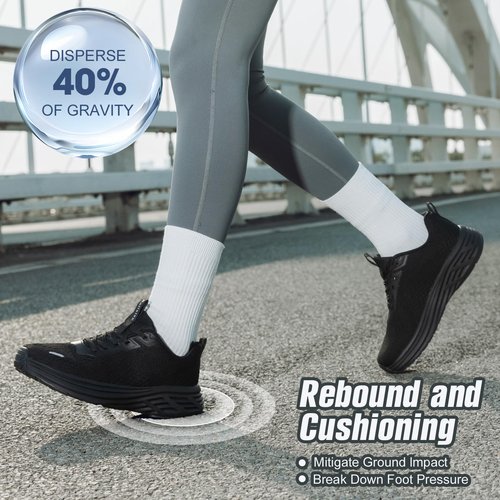 Rollstep Wide Toe Box Shoes Women Sneakers Extra Wide Width Arch Support Non-Slip Tennis Athletic Ultralight Running Shoes for Women Walking Diabetic Plantar Fasciitis Footwear All Black 40