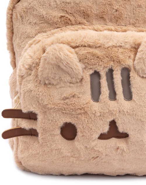Pusheen Backpack Fur 3D Cat Beige Fluffy Rucksack 13.5"