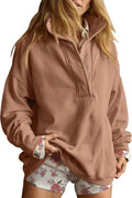 Gacaky Oversized Sweatshirt for Women - Casual Long Sleeve Button Henley Neck Pullover | Fashion Top
