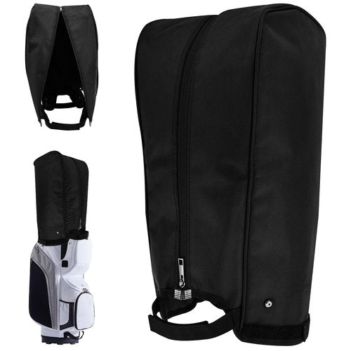 Portable Golf Bag Rain Cover, Foldable 1680D Oxford Cloth Waterproof Golf Bag Protector Hood for Men Women Golfer Beginner for Stand Bags & Carry Cart(Black)