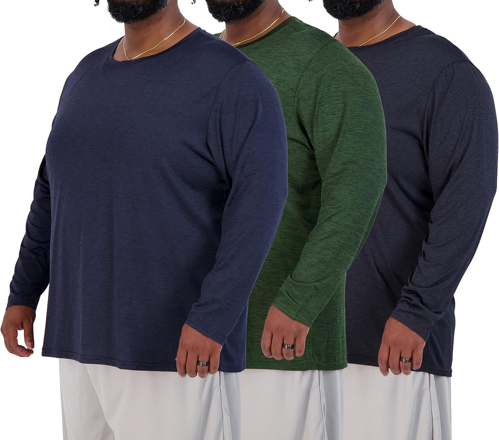 Real Essentials Men's Big & Tall Long Sleeve Dry-Fit Crew Neck T-Shirt - Athletic Gym Tee (3XT-5XT)