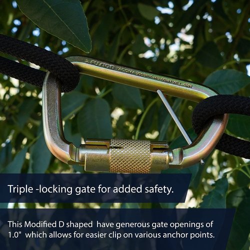 Triple Locking Carabiner 60KN- Fusion Climb® Tacoma- Professional Rock Climbing Carabiner- Heavy Duty Steel- Auto Locking Carabiner for Climbing, Rappelling, D Shaped, Captive Pin- UIAA ANSI Compliant
