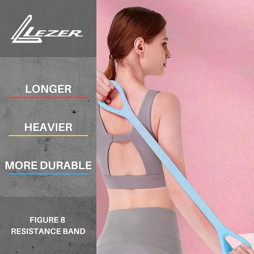 LEZER Figure 8 Resistance Band - Versatile Fitness Elastic Rope for Arm, Back, Chest & Shoulder Workouts | Ideal for Yoga & Pilates