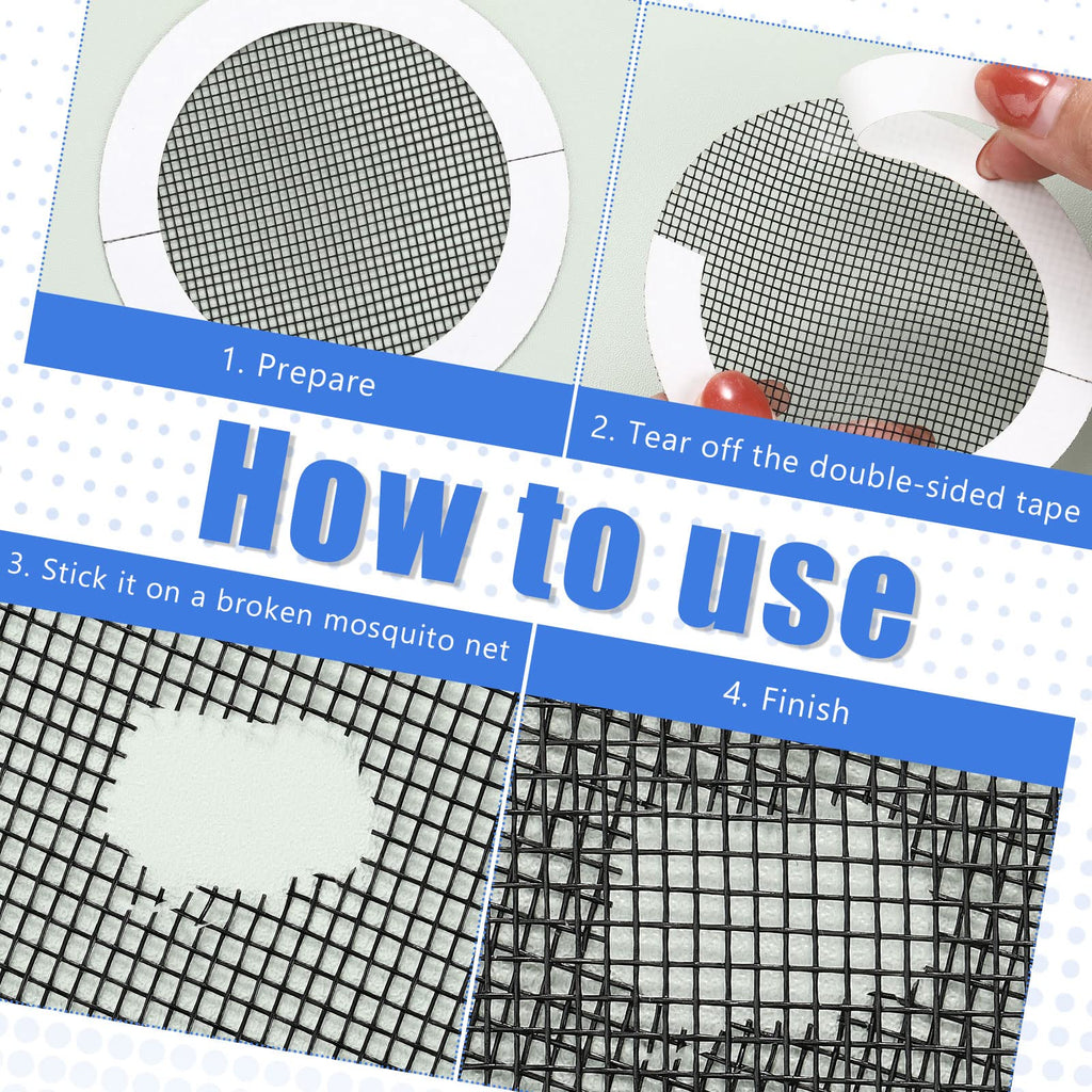 Tent Repair Patches, 3 Inches Tape Tent Mesh Patches Kit Outdoor Patch Portable Screen Tape Mesh Repair Black Kit Round Screen for Camping Hiking Supplies(20 Pcs)