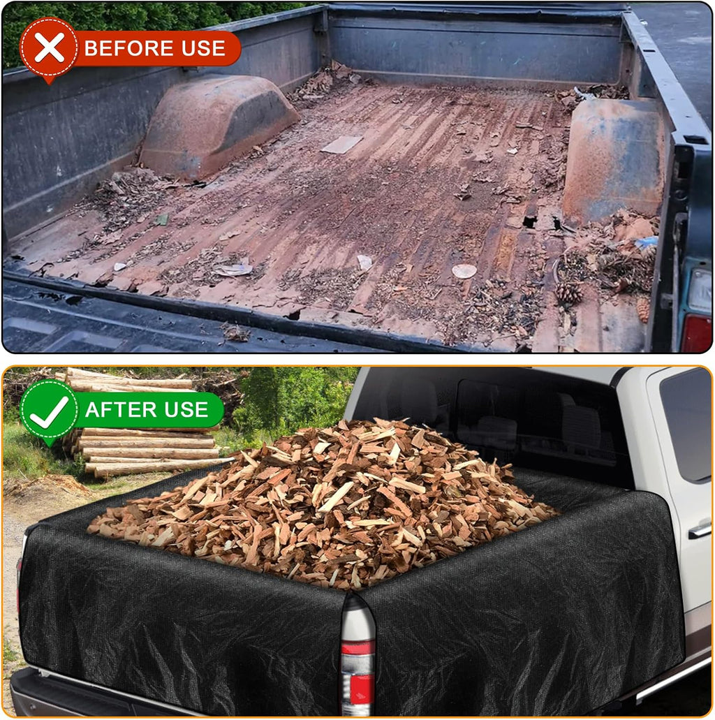 Truck Bed Tarp - Waterproof Cargo Cover for Compact Trucks | Fits Ford Maverick & Hyundai Santa Cruz, 4.5'-5.5' Long, Gray & Black