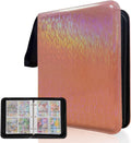 Sparkly Trading Card Binder - 4-Pocket Zippered Album with 50 Removable Pages | Waterproof Storage for 400 TCG/CCG Cards (Orange)