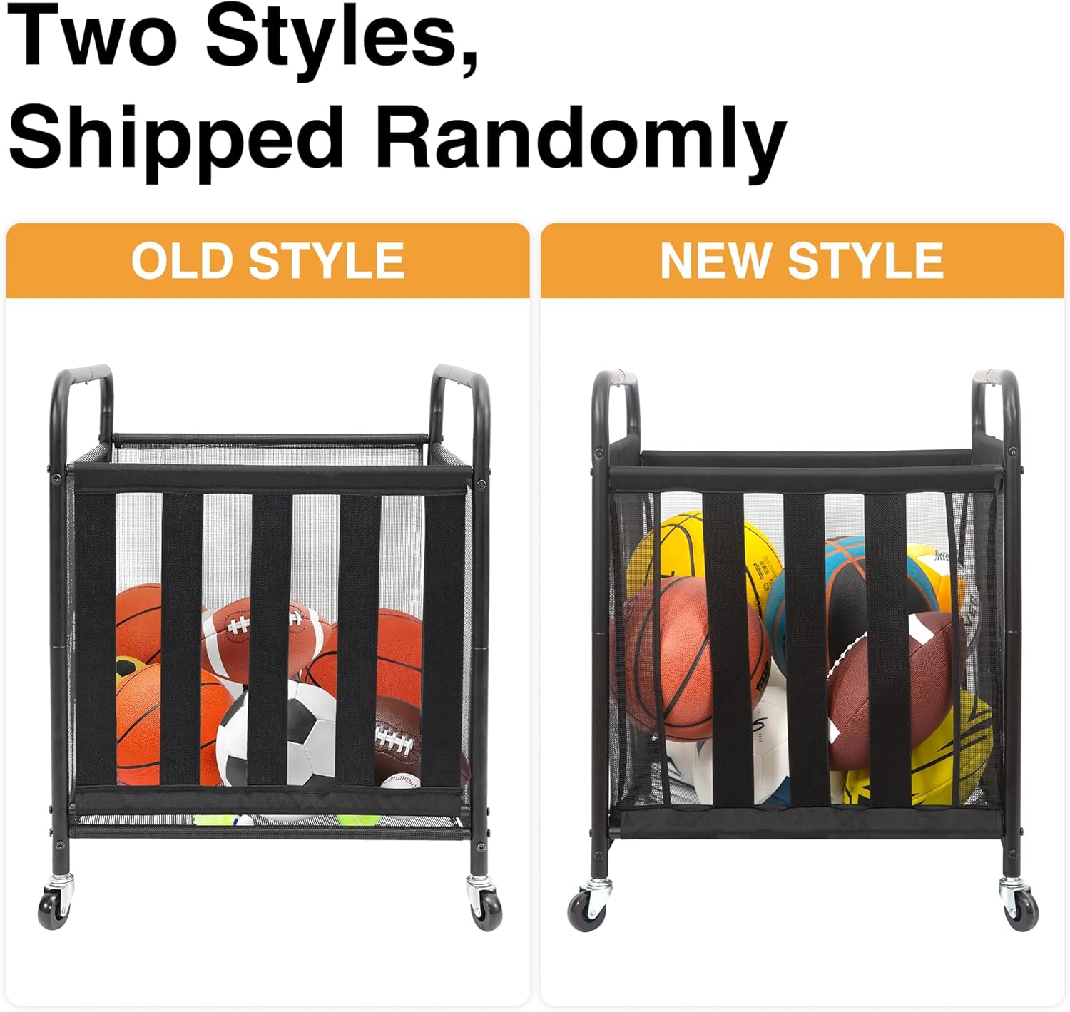 STO STO Rolling Sports Ball Storage Cart - Lockable Basketball Cage & Organizer | Steel Rack for Indoor/Outdoor Use, Black