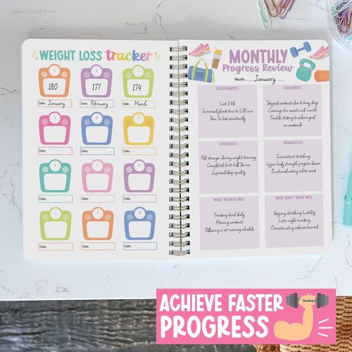 Fitness Journal for Women - Workout Journal for Women, Food and Fitness Journals, Undated Workout Log Book Planner, Exercise and Gym Journals, Exercise Planner Weight Loss Tracker