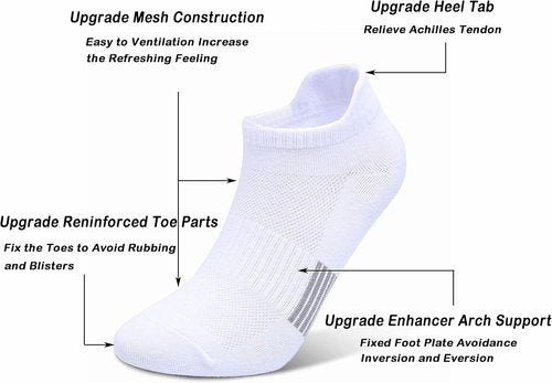 Henwarry Women's Low Cut Athletic Running Socks - 10 Pairs of Soft Cotton Ankle Tab Socks