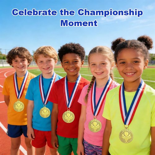 GOLDGE Gold Medals - 36Pcs Champion Awards with Neck Ribbons | 2'' Winner Trophies for Sports Teams