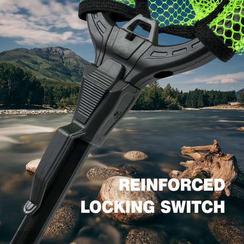 Black Paw Floating Fishing Net - Foldable Telescopic Design with Built-In Length Scale | Rubber Coated for Kayak & Trout Fishing