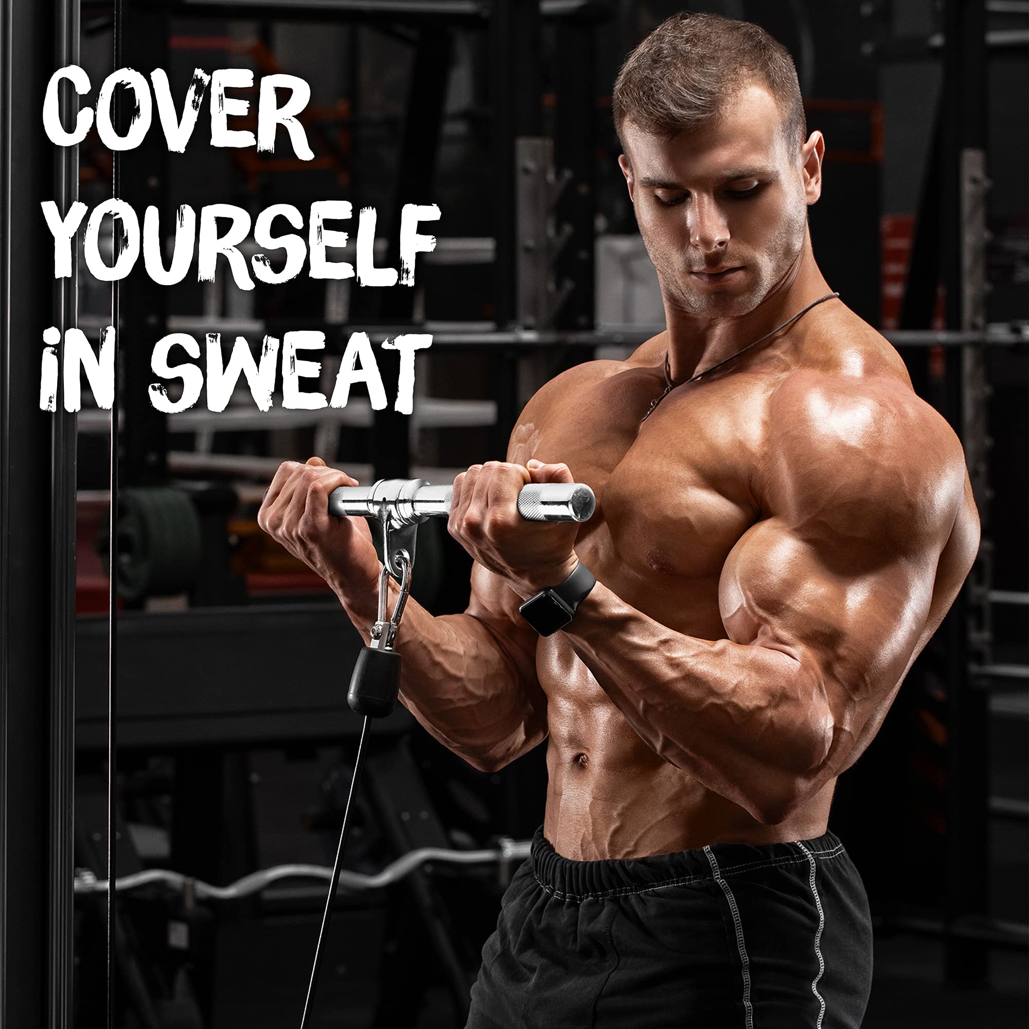 Yes4All Black Combo Tricep Press Down Cable Machine Attachment for Gym Set with Tricep Pull Down Rope, D Row Handles, V-Shaped Bar, Rotating Pull Down Straight Bar, LAT Pulldown Attachments
