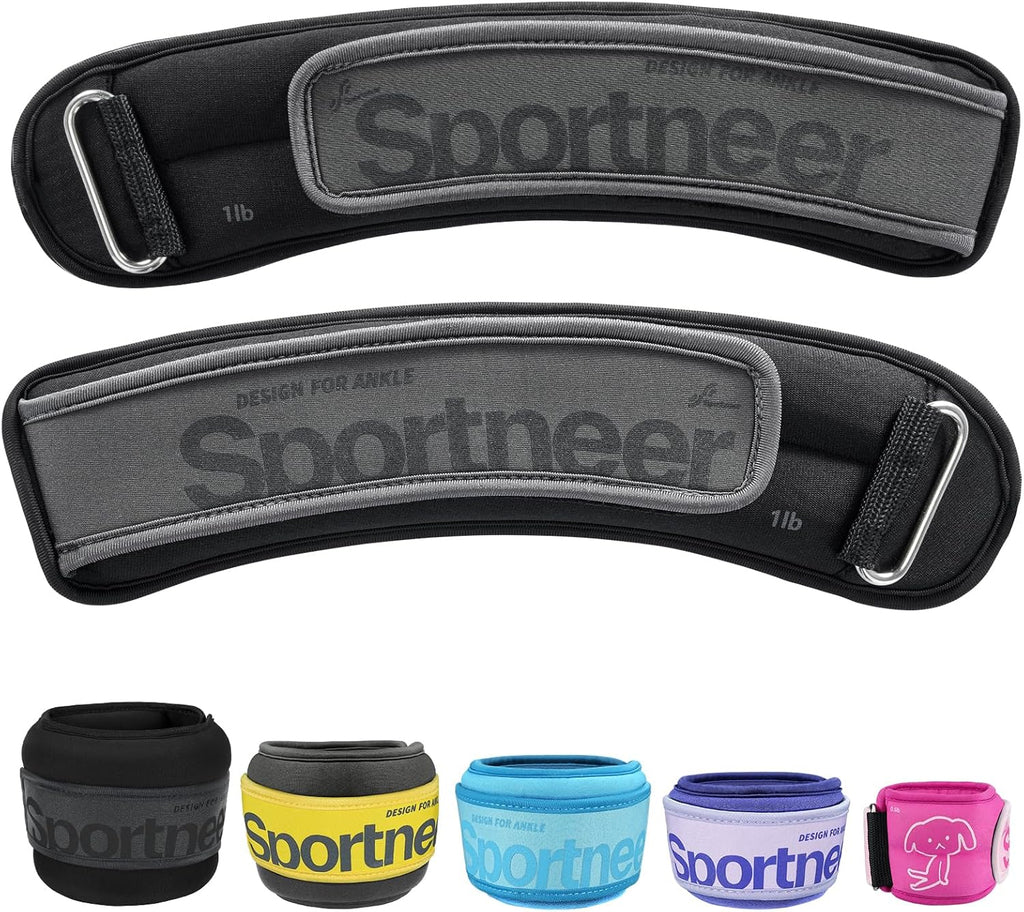 Sportneer Ankle Weights - Adjustable 0.5/1/2/3/5 LBS for Men, Women & Kids | Perfect for Fitness Workouts