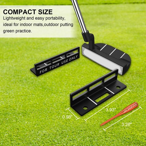 MAZEL Golf Alignment Putting Training Aids - Golf Putting Path Tool for Consistency & Accuracy - Include Putts Gates,Ring & Tees (Black)