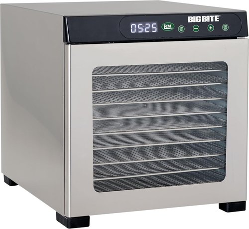 LEM Products BigBite 10-Tray Stainless Steel Dehydrator - Perfect for Jerky, Fruits & Vegetables | Silver Finish