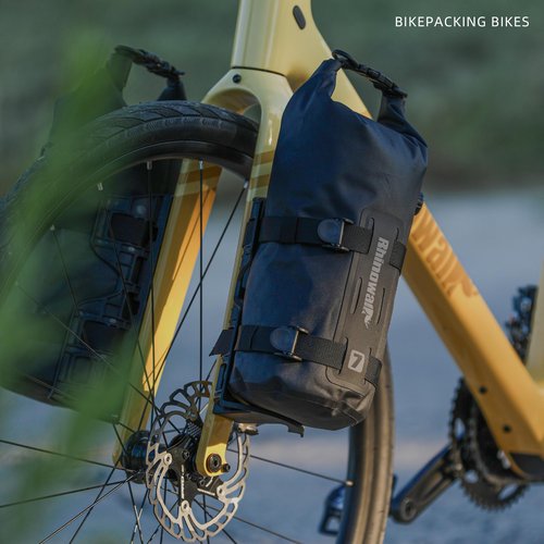Rhinowalk Bike Front Fork Bag Waterproof Bicycle Pannier Heavy-Duty Rack Pouch with Air Valve and Reflective Design, Cycling Bag for Mountain Bike & E-Scooter (7L, 1pc Black)