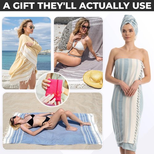 DEMMEX Organic Diamond Turkish Bath & Beach Towel - 100% Oeko-TEX Certified, Ultra-Soft, Quick-Dry, 71"x36", Beige