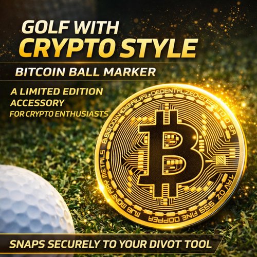HODL 21 Bitcoin Golf Divot Repair Tool, All-Metal Golf Accessories - 3- in-1 Golf Multitool (Divot Tool, Ball Marker, Club Holder) | Foldable with with Pop-up Button & Magnetic Ball Marker