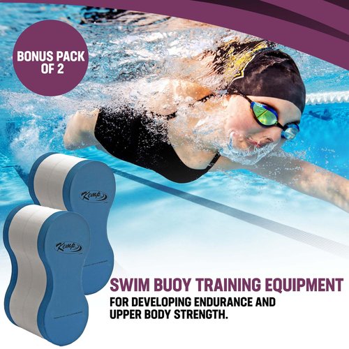 Kemp USA Solid Swim Pull Buoy Float Pack of 2 EVA Foam Training Buoy for Swim Technique Arm Strength & Endurance Training Pool Swim Equipment