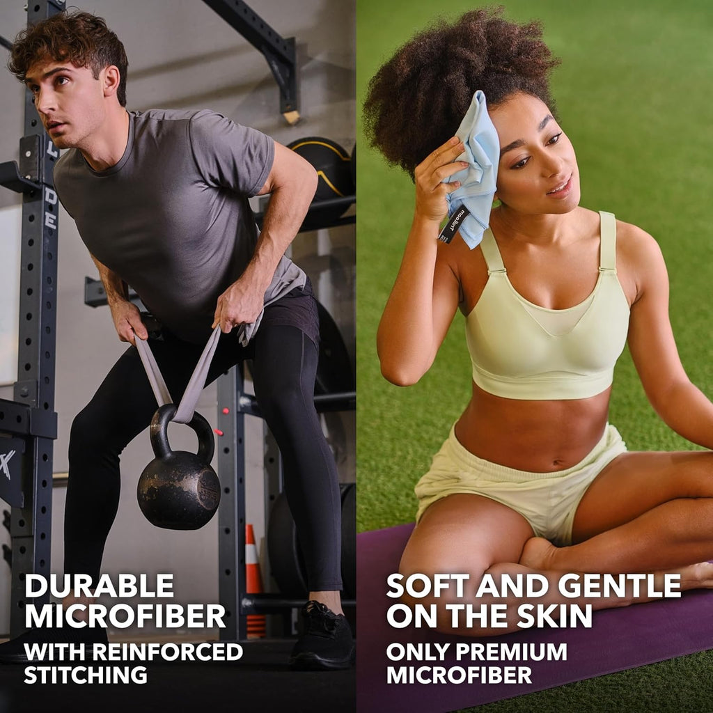 Trailoom Microfiber Workout Towels - Quick-Dry, Highly Absorbent & Odor-Free - Set of 5 Pastel Gym Towels for Yoga, Tennis, Running & More