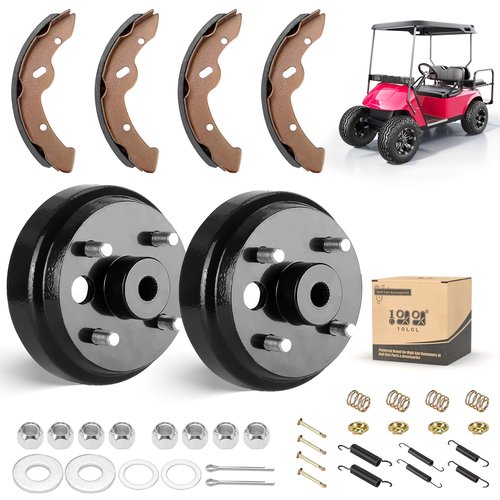 10L0L Golf Cart Brake Hub Drum Kit for EZGO TXT Electric 1997-2008, Includes Brake Drums Brake Shoes Spring Kits, OEM 19186G1 70794G01 70795G01