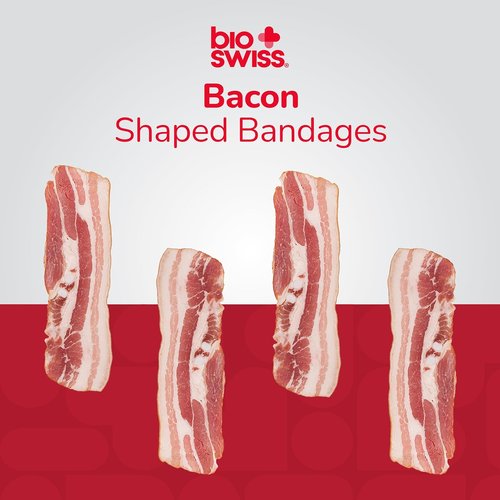 BioSwiss Bacon Shaped Bandages - Latex Free Self-Adhesive Wound Care | 24 Count Sterile Set