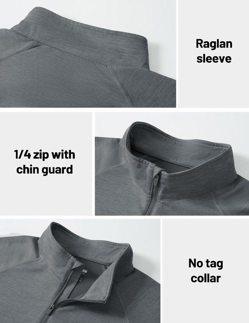 MAGCOMSEN Men's Long Sleeve Quarter Zip Pullover - Lightweight Dry Fit Athletic Shirt for Running & Golf