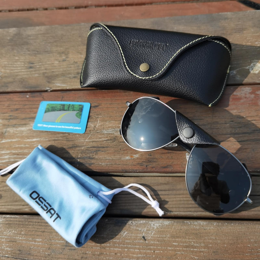 OSSAT Polarized sunglasses with side shields cowhide Shield wind proof sunshade For Men Women Classic Mountain Fishing eyewear