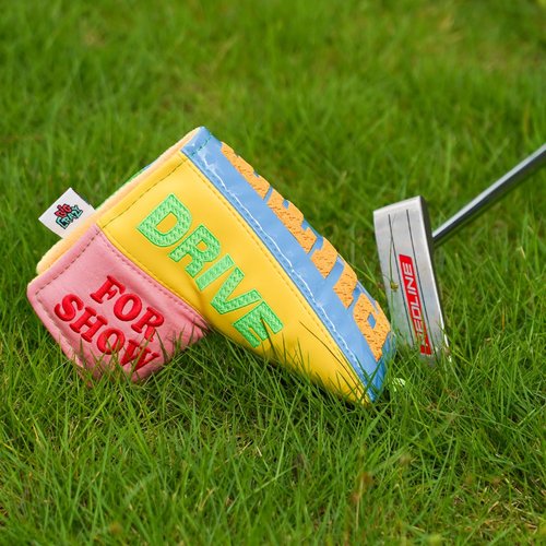 Big Crazy Golf Club Head Covers, 3-Pieces Driver Headcover, Magnetic Blade Putter Cover, Funny Design Drive for Show Putt for Dough, Golf Head Covers with Bright Colors and Waterproof Leather
