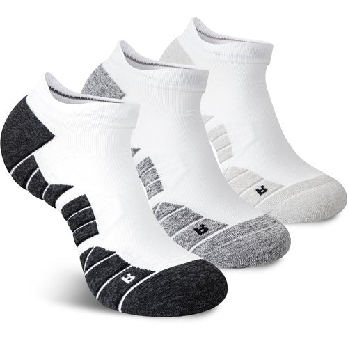 Hylaea Low Cut Socks for Running Sports Athletic Walking Golf Tie-dyed Pattern No Show Compression 3 Pairs Black Grey White Large