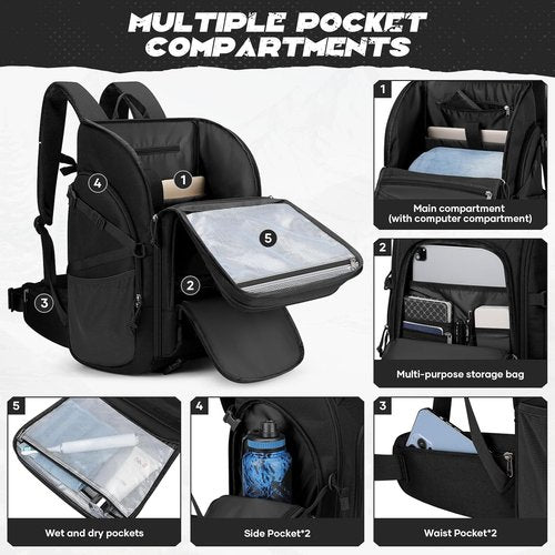 Maelstrom Tactical Backpack - Water Resistant 40L Military Backpack for Hiking & Camping | Black