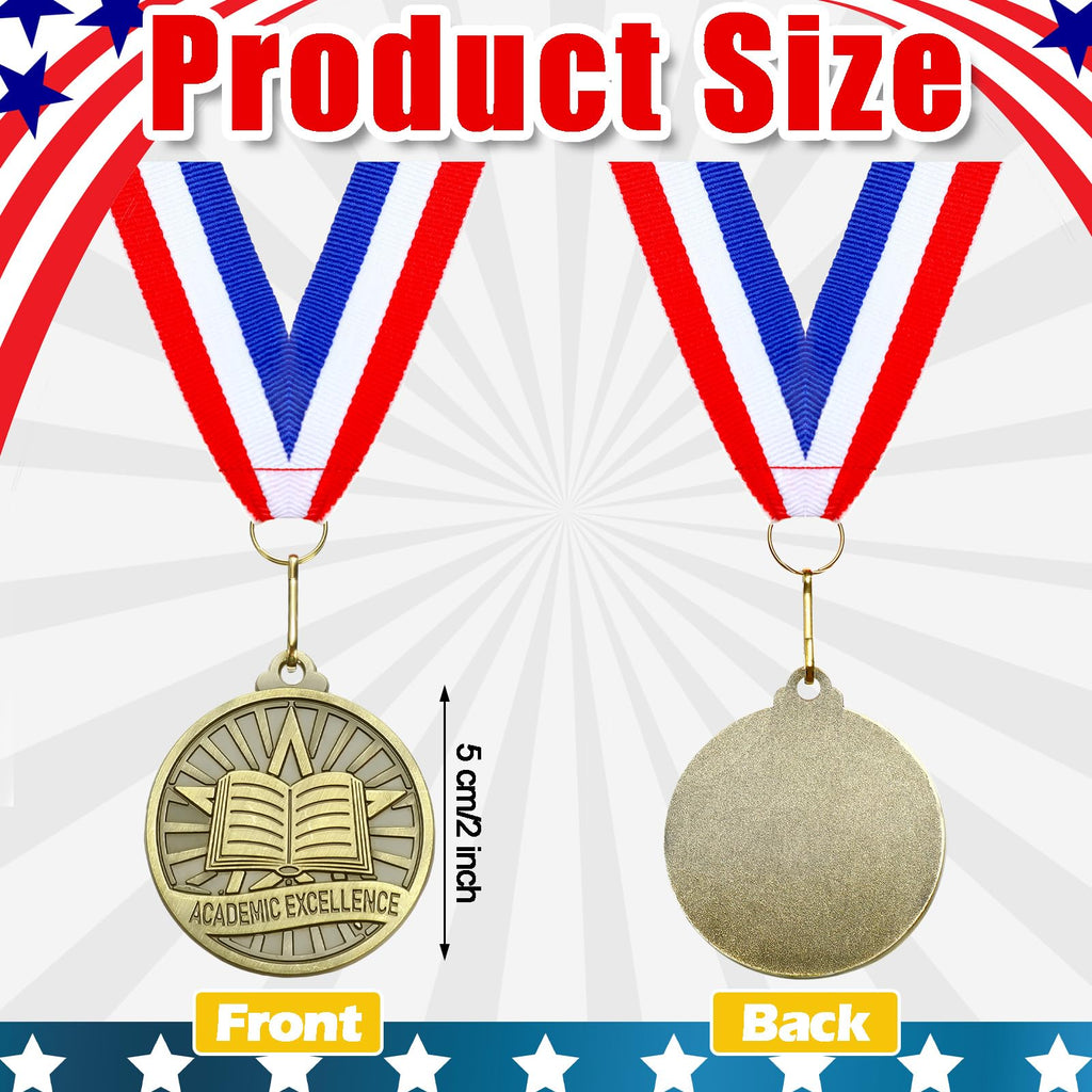 Quelay 30 Pcs 2'' Gold Awards Medals Bulk Winner Medals with Neck Ribbons Encourage Team Participation for Adults Trophy Award Prize Gift Competitions Graduation Party(Academic Excellence)