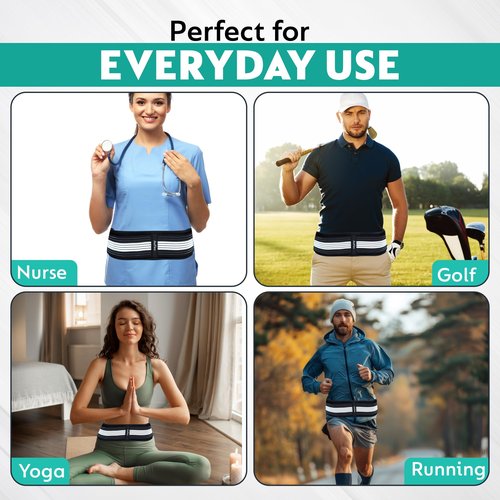 AuFlex Sacroiliac SI Joint Belt for Sciatica Pain Relief – Hip & Pelvic Support Brace for Lower Back Pain – Adjustable Anti Slip SI Belt for Women & Men – Regular Size (30-44 inches)