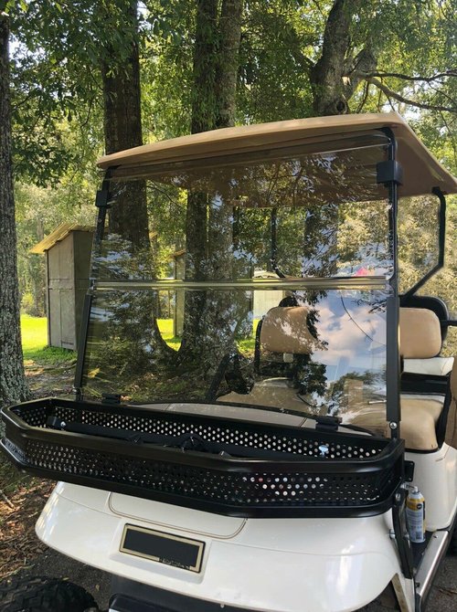 ECOTRIC Front Clay Cargo Utility Basket Compatible with EZGO TXT Golf Cart w/Mounting Brackets - NOT Fit RXV or ST Models (43.3 "X 13" X 4.3")