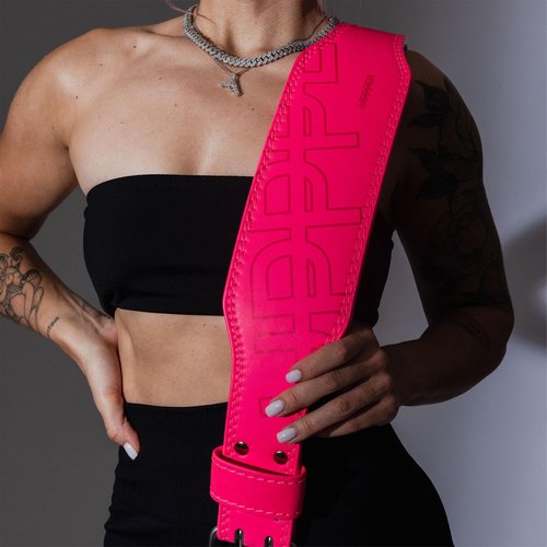 UPPPER Weight Lifting Belt - Double Prong 4” to 2.5” Tapered Premium Lifting Belt for Men and Women - Ultimate Back Support For Weightlifting and Powerlifting | Premium Fitness Gear (Neon Pink, Large)