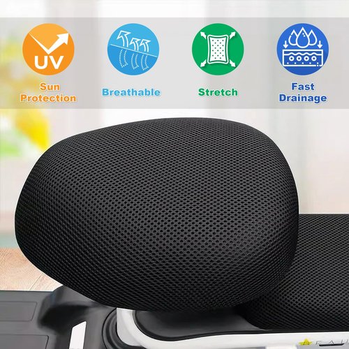 Easecos Mesh Bike Seat Cover Set, E-Bike Seat Protector Breathable Net Heat Insulation Bicycle Rear Cushion Cover Sun Protection Bicycle Saddle Protective Case for Outdoor & Indoor