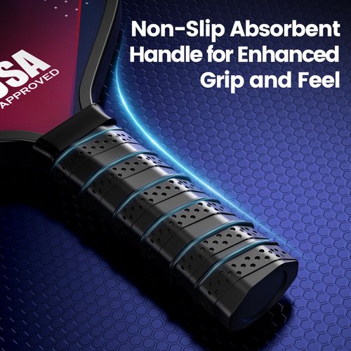 Pickleball Paddles Set of 2, USAPA Approved Fiberglass Pickle Ball Paddles with 4 Pickle Balls, Durable &Lightweight Racket for Beginners, Pros, Men, Women, Adults, Kids (Mix)