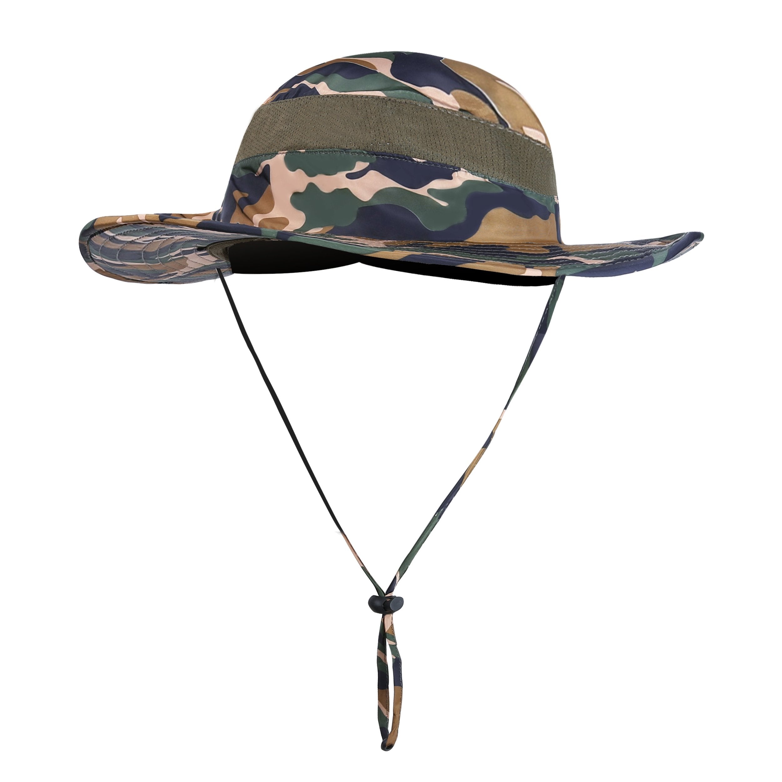 YR.Lover Outdoor UV Sun Protection Wide Brim Fishing Cap with Removable Flap Camouflage