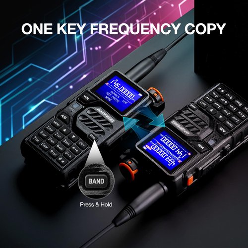 BAOFENG K5PLUS Tri-Band Ham Radio Long Range, UHF VHF 1.25M Handheld 10W Tri-Power Two Way Radio with Airband, NOAA, 2500mAh Battery, Speaker Mic, 999CH, Frequency Copy, Scramble (1 Pack)